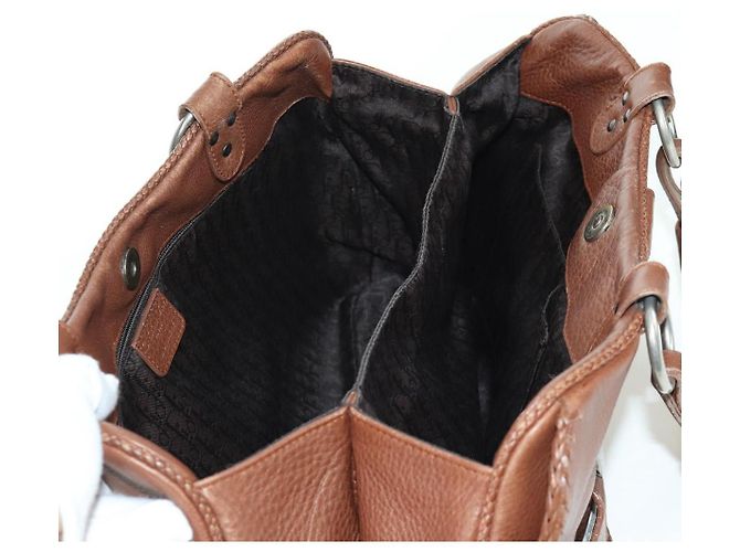 Borsa a mano in pelle marrone e argento Christian Dior Gaucho Saddle Auth BAZ225SAV - vista 25