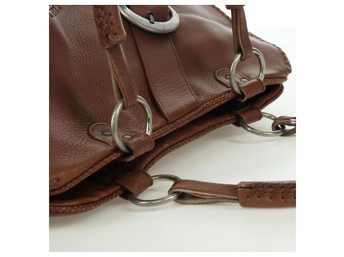 Borsa a mano in pelle marrone e argento Christian Dior Gaucho Saddle Auth BAZ225SAV - vista 6