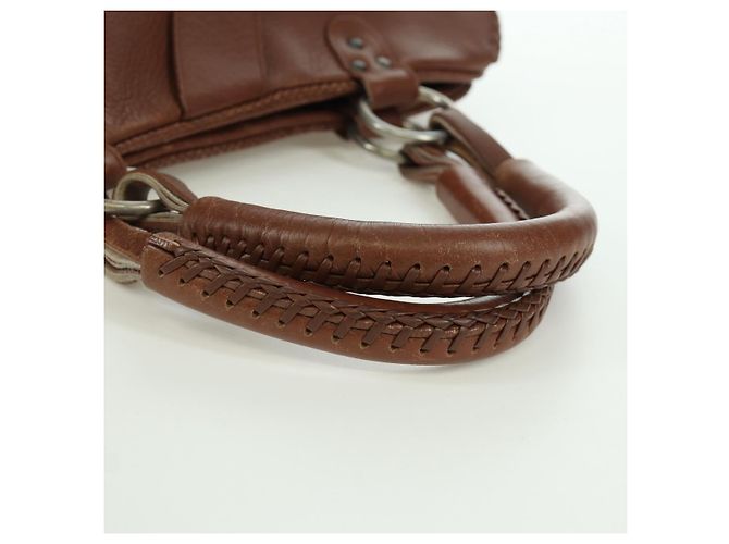Borsa a mano in pelle marrone e argento Christian Dior Gaucho Saddle Auth BAZ225SAV - vista 7