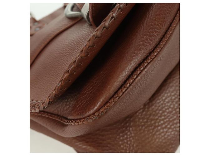 Borsa a mano in pelle marrone e argento Christian Dior Gaucho Saddle Auth BAZ225SAV - vista 9