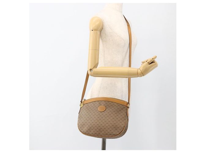 Gucci Borsa a Spalla Micro GG Supreme PVC Beige Oro 007 87 0096 Auth ka3457 D'oro - vista 22