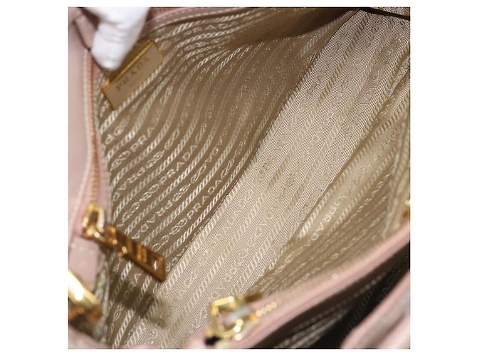 Saffiano PRADA Galleria Sac à main en cuir Safiano 2 en 1 Rose Or Auth YKZ312 Doré - vue 10