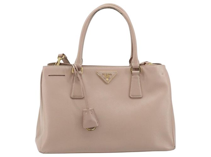Saffiano PRADA Galleria Sac à main en cuir Safiano 2 en 1 Rose Or Auth YKZ312 Doré - vue 13