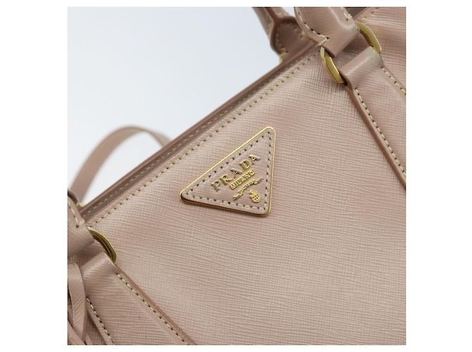 Saffiano PRADA Galleria Sac à main en cuir Safiano 2 en 1 Rose Or Auth YKZ312 Doré - vue 19