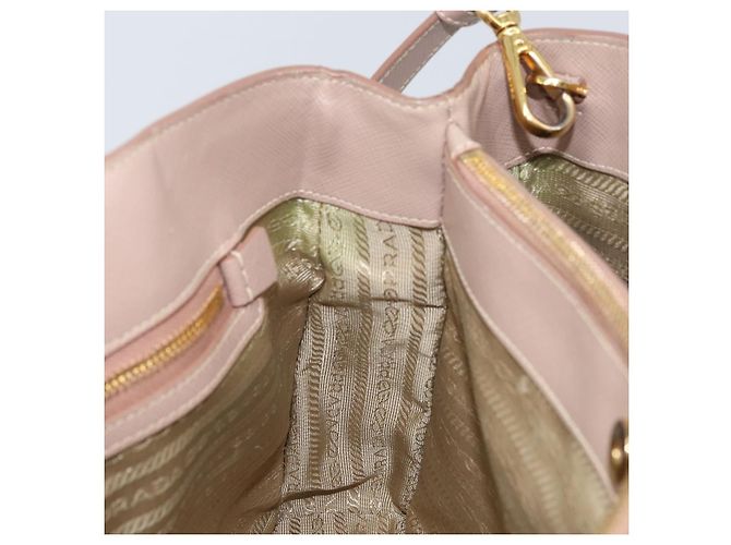 Saffiano PRADA Galleria Sac à main en cuir Safiano 2 en 1 Rose Or Auth YKZ312 Doré - vue 22