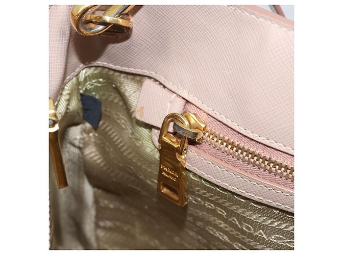 Saffiano PRADA Galleria Sac à main en cuir Safiano 2 en 1 Rose Or Auth YKZ312 Doré - vue 24