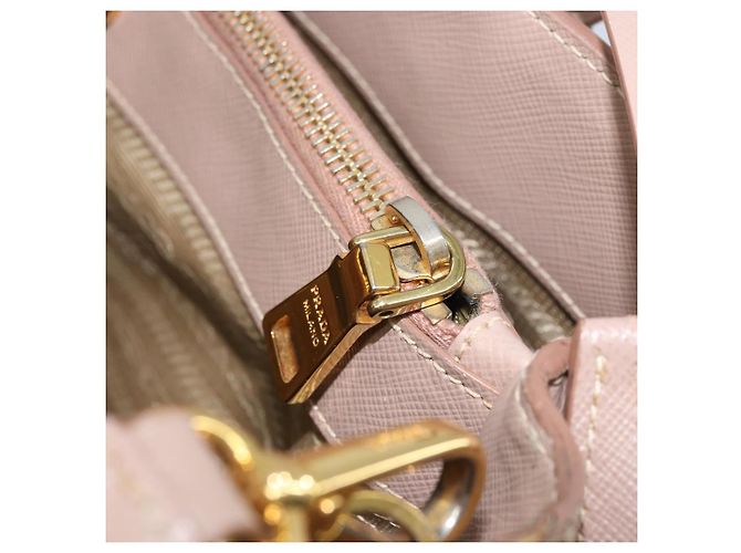 Saffiano PRADA Galleria Sac à main en cuir Safiano 2 en 1 Rose Or Auth YKZ312 Doré - vue 26