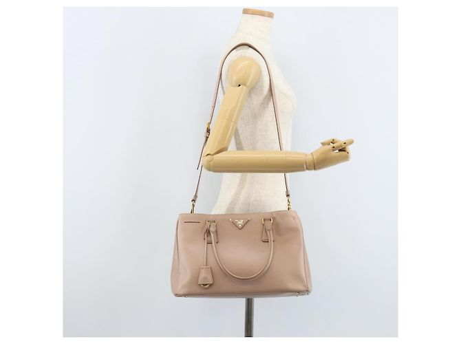 Saffiano PRADA Galleria Sac à main en cuir Safiano 2 en 1 Rose Or Auth YKZ312 Doré - vue 29