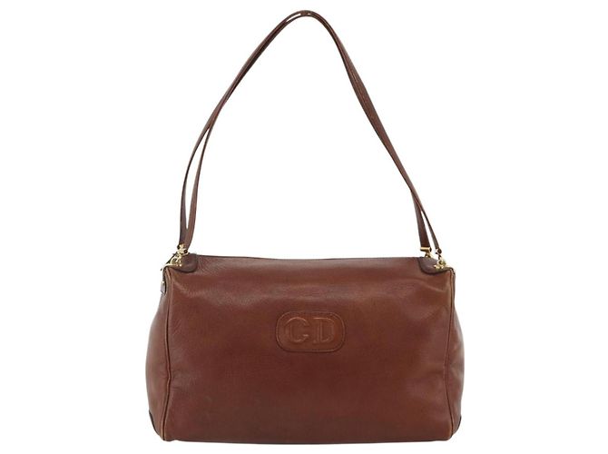 Borsa a Spalla Christian Dior in Pelle Marrone Oro Auth 174305A D'oro - vista 13