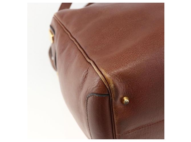 Borsa a Spalla Christian Dior in Pelle Marrone Oro Auth 174305A D'oro - vista 16