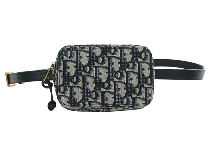 Borsa a vita in tela Trotter Christian Dior blu navy e oro Auth BSZ700M D'oro - vista 13