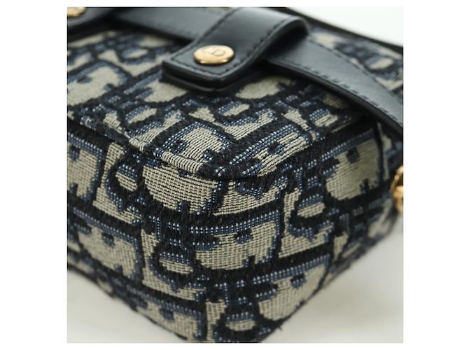 Borsa a vita in tela Trotter Christian Dior blu navy e oro Auth BSZ700M D'oro - vista 18