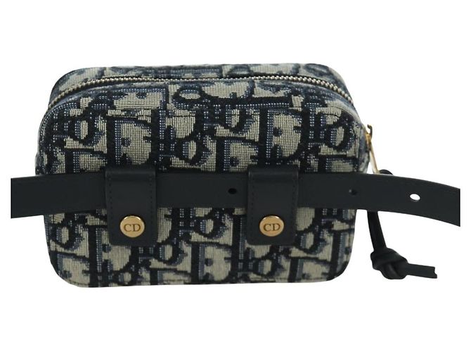 Borsa a vita in tela Trotter Christian Dior blu navy e oro Auth BSZ700M D'oro - vista 2
