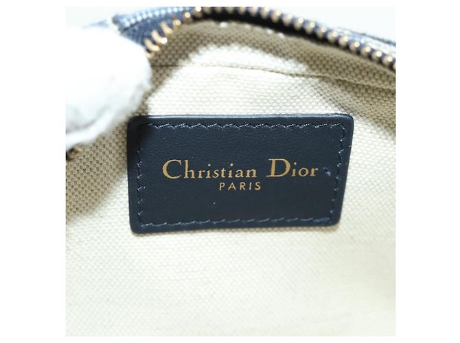 Borsa a vita in tela Trotter Christian Dior blu navy e oro Auth BSZ700M D'oro - vista 20