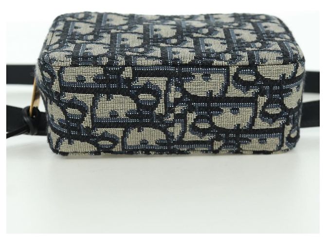 Borsa a vita in tela Trotter Christian Dior blu navy e oro Auth BSZ700M D'oro - vista 5