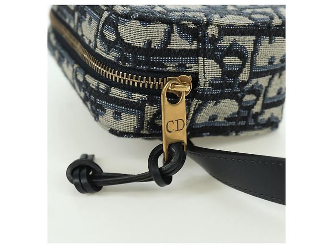 Borsa a vita in tela Trotter Christian Dior blu navy e oro Auth BSZ700M D'oro - vista 9