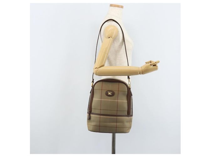 Borsa a Spalla Burberrys Nova Check in Tela Marrone Oro Auth BA11547 D'oro - vista 20