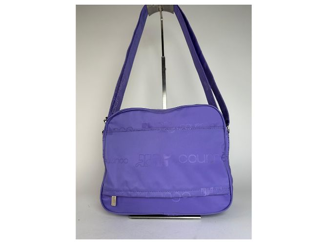 Sac en polyester monogramme multiway Courreges vintage violet neuf avec étiquette - vue 13