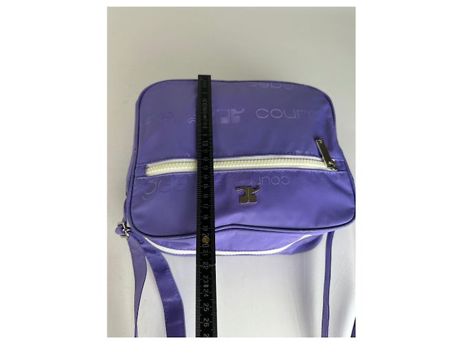 Sac en polyester monogramme multiway Courreges vintage violet neuf avec étiquette - vue 15