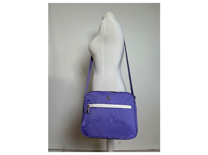Sac en polyester monogramme multiway Courreges vintage violet neuf avec étiquette - vue 9