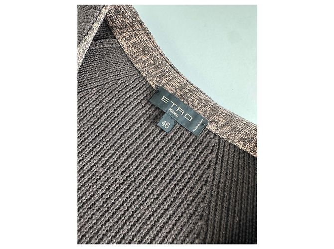 Vintage Etro Cardigan Braun Gelb M - Ansicht 7