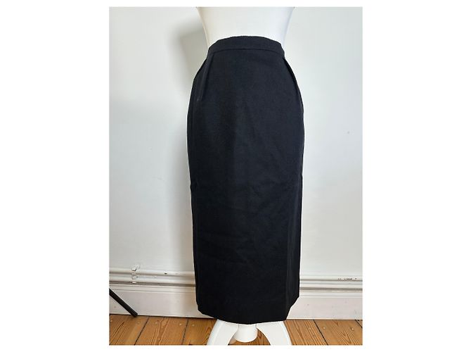Céline Falda de lana vintage Celine Paris negra 36/S Negro - vista 12