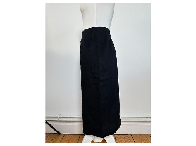 Céline Falda de lana vintage Celine Paris negra 36/S Negro - vista 13