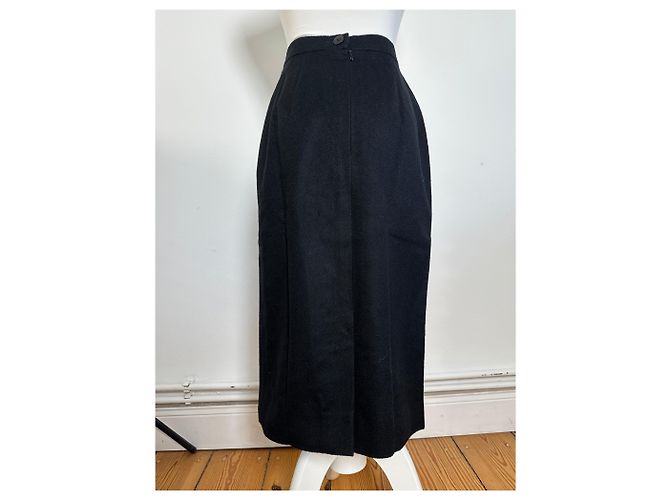 Céline Falda de lana vintage Celine Paris negra 36/S Negro - vista 14