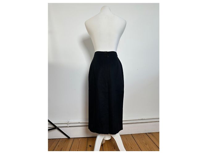 Céline Falda de lana vintage Celine Paris negra 36/S Negro - vista 3