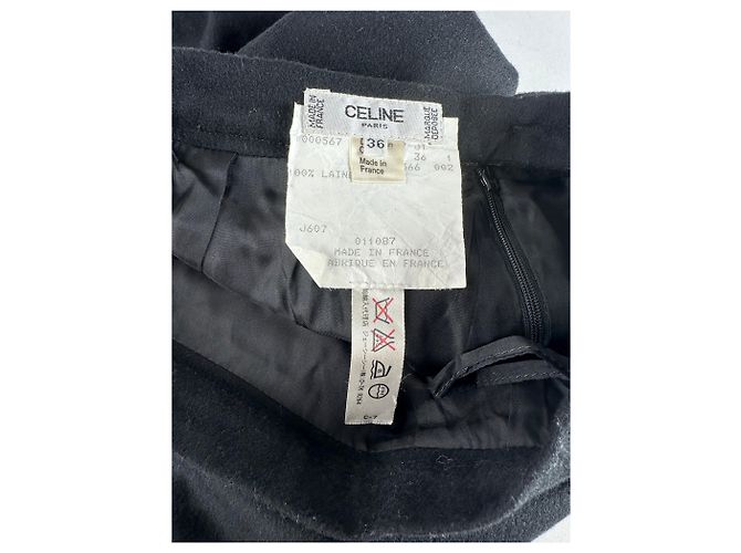 Céline Falda de lana vintage Celine Paris negra 36/S Negro - vista 4