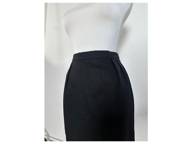 Céline Falda de lana vintage Celine Paris negra 36/S Negro - vista 6