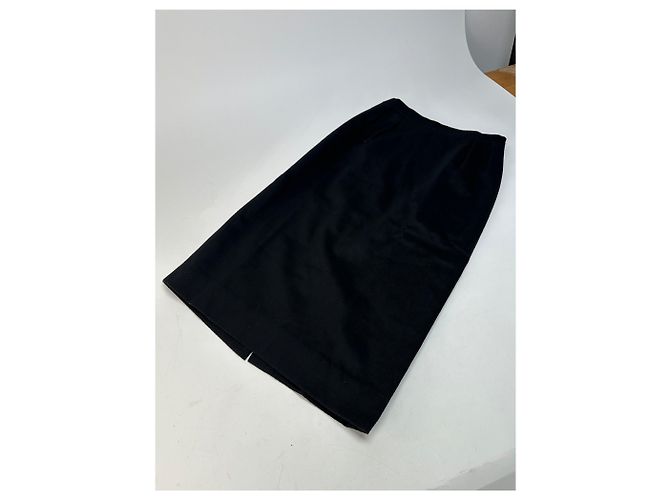 Céline Falda de lana vintage Celine Paris negra 36/S Negro - vista 7
