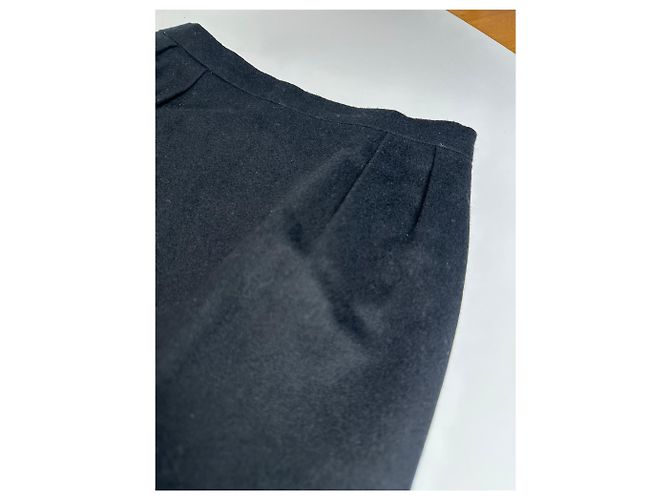 Céline Falda de lana vintage Celine Paris negra 36/S Negro - vista 8