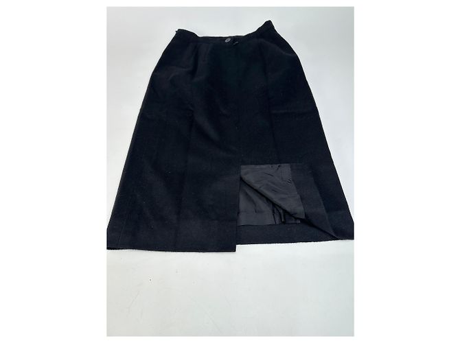 Céline Falda de lana vintage Celine Paris negra 36/S Negro - vista 9