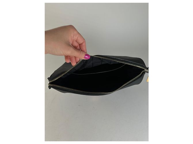 Céline Clutch in pelle nera Celine Paris vintage Nero - vista 13