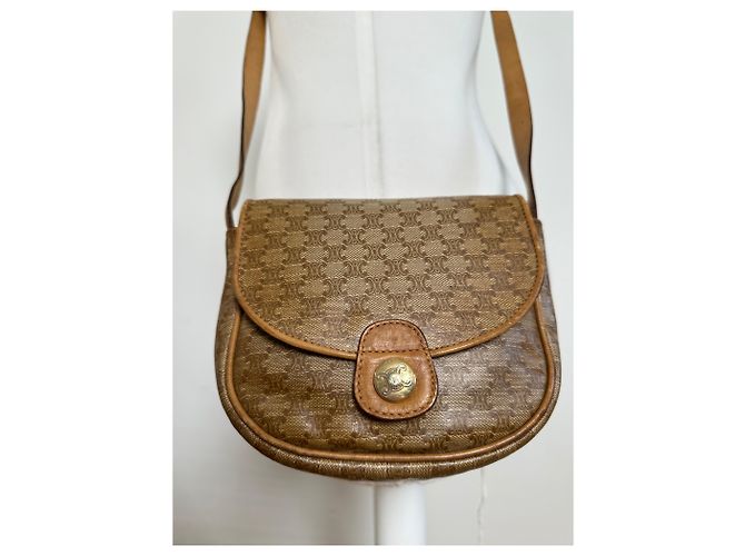 Céline Vintage Celine Paris Leder Triomphe Mini Umhängetasche Braun - Ansicht 9
