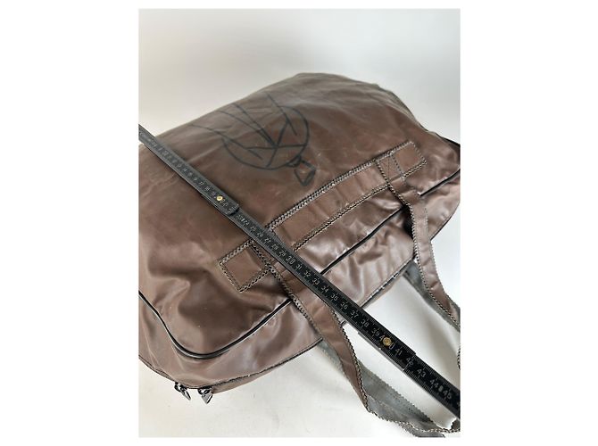 Vintage Fendi Polyester-Leder-Handtasche Braun - Ansicht 10