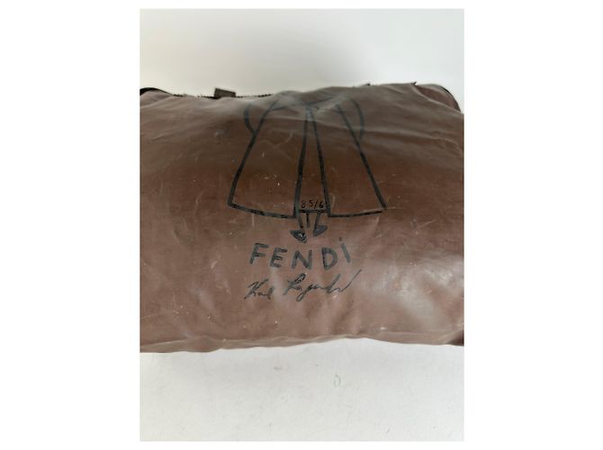 Vintage Fendi Polyester-Leder-Handtasche Braun - Ansicht 8