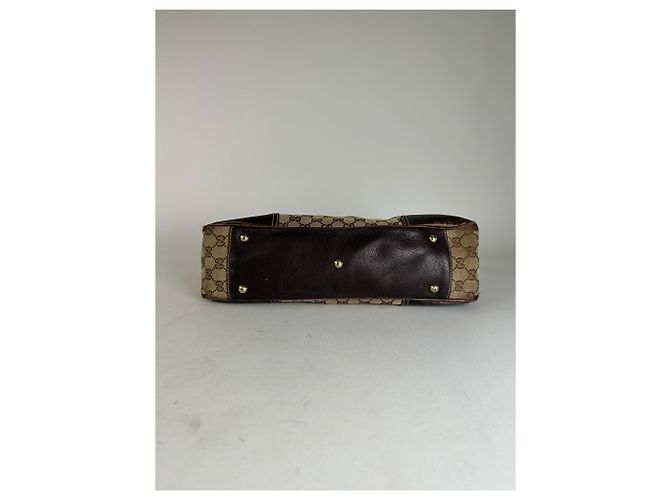 Vintage Gucci Monogram Handtasche Beige Braun - view 13