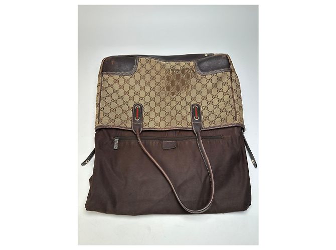 Vintage Gucci Monogram Handtasche Beige Braun - Ansicht 3