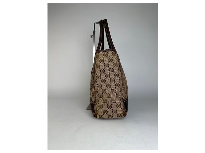 Vintage Gucci Monogram Handtasche Beige Braun - Ansicht 6