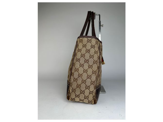 Vintage Gucci Monogram Handtasche Beige Braun - Ansicht 8