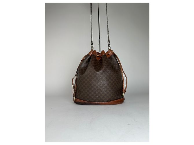 Céline Vintage Celine Triomphe Monogramm SEAU Ledertasche Braun - Ansicht 2