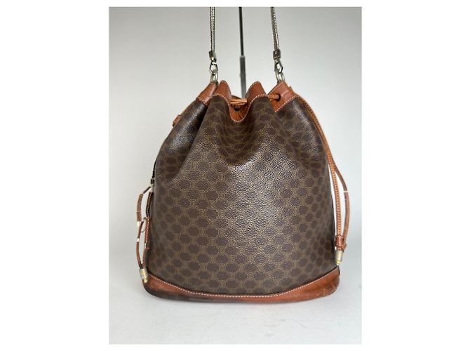 Céline Vintage Celine Triomphe Monogramm SEAU Ledertasche Braun - Ansicht 5