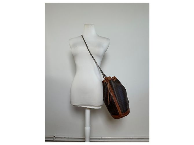 Céline Vintage Celine Triomphe Monogramm SEAU Ledertasche Braun - Ansicht 9