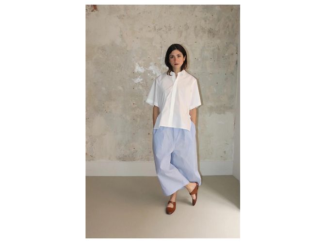 Sofie d'Hoore Pantalón PONCE Ancho Relajado Azul Cielo Algodón - vista 5