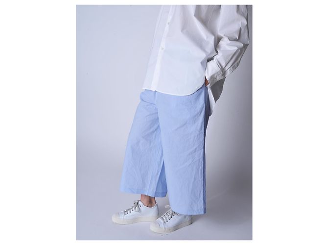Sofie d'Hoore Pantalón PONCE Ancho Relajado Azul Cielo Algodón - vista 6
