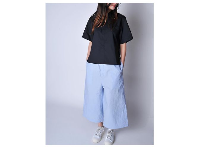 Sofie d'Hoore Pantalón PONCE Ancho Relajado Azul Cielo Algodón - vista 7