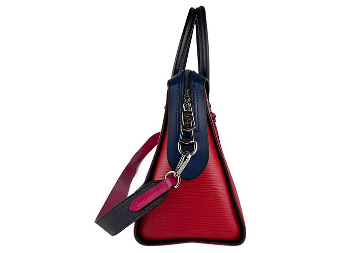 Borsa tote in pelle Epi Louis Vuitton Nero Rosso Blu navy - vista 2