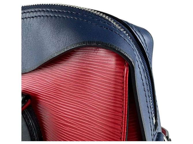 Borsa tote in pelle Epi Louis Vuitton Nero Rosso Blu navy - vista 5